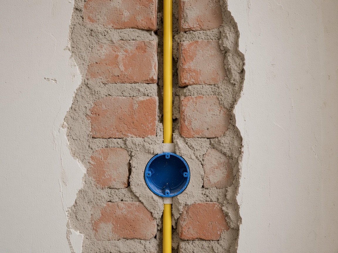 Renovatie elektra: sleuf met buis en inbouwdoos in de muur